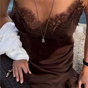 Zara Chocolate Lace Trim dress